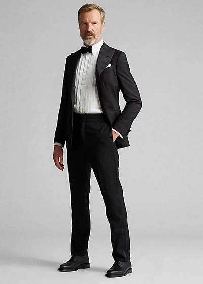 Shop Double Rl Slim Fit Wool Tuxedo Trouser In Black