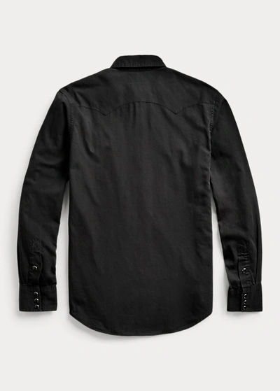 Double Rl Slim Fit Twill Western Shirt In Polo Black