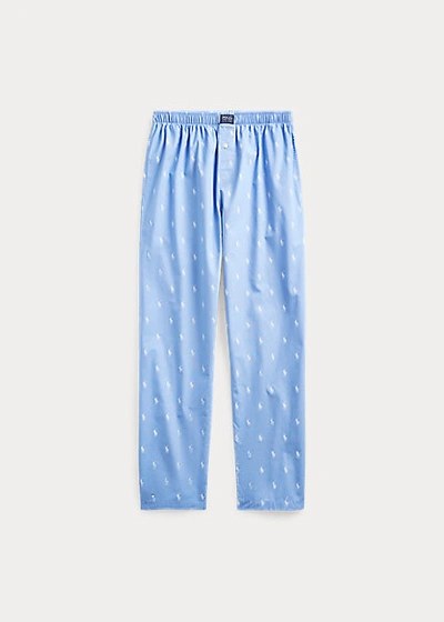 Shop Polo Ralph Lauren Signature Pony Pajama Pant In Beach Blue/white