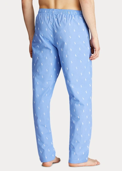 Shop Polo Ralph Lauren Signature Pony Pajama Pant In Beach Blue/white