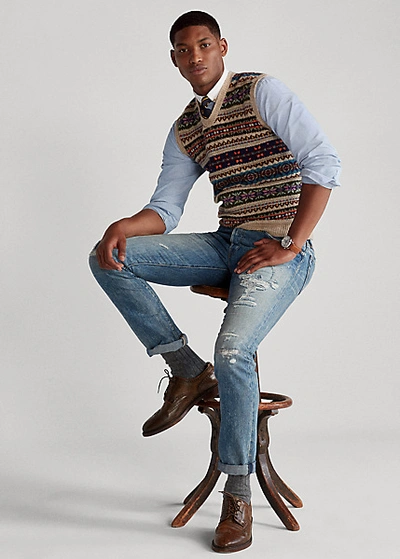 Shop Ralph Lauren Fair Isle Wool-blend Sweater Vest In Camel Multi