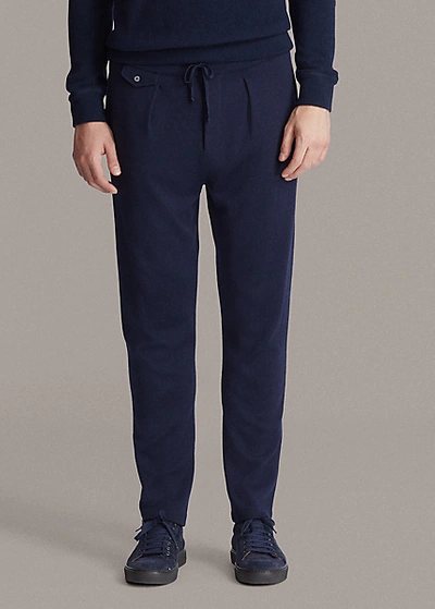 Shop Ralph Lauren Rlx Pleated Merino Track Pant In Classic Chairman Navy