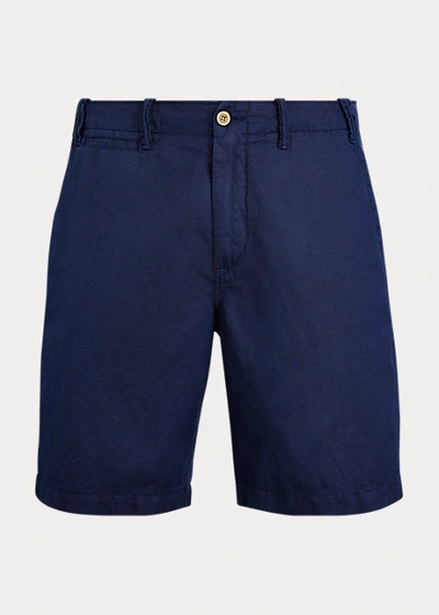 Shop Ralph Lauren 8.5-inch Classic Fit Linen-cotton Short In Newport Navy