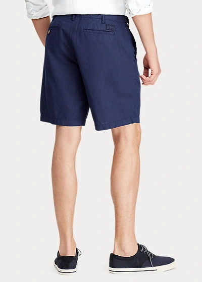 Shop Ralph Lauren 8.5-inch Classic Fit Linen-cotton Short In Newport Navy