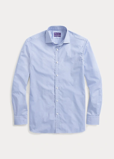 Shop Ralph Lauren Mini-gingham Twill Shirt In Sky Blue And White