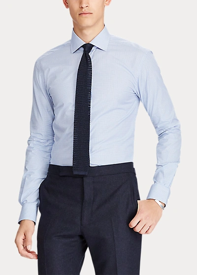 Shop Ralph Lauren Mini-gingham Twill Shirt In Sky Blue And White