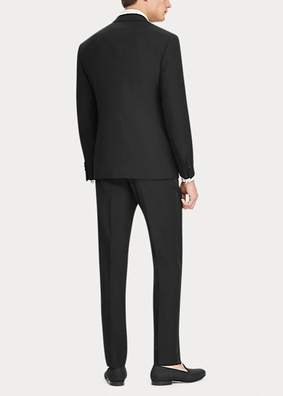 Shop Ralph Lauren Polo Tailored Wool Barathea Peak Tuxedo In Black