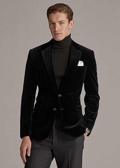 Shop Ralph Lauren Gregory Hand-tailored Velvet Jacket In Black