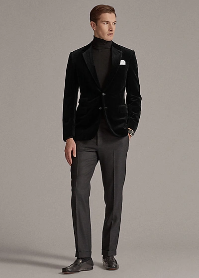 Shop Ralph Lauren Gregory Hand-tailored Velvet Jacket In Black