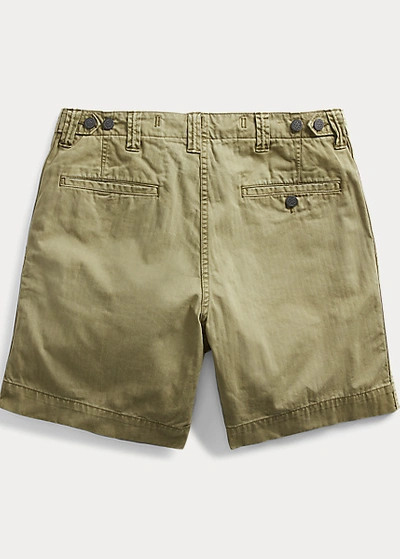 Double Rl Herringbone Twill Field Short In Olive
