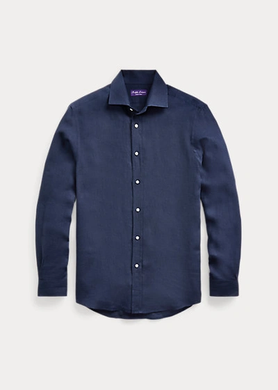 Shop Ralph Lauren Linen Shirt In Copen Blue