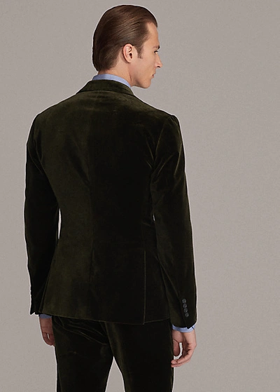 Shop Ralph Lauren Kent Velvet Dinner Jacket In Olive