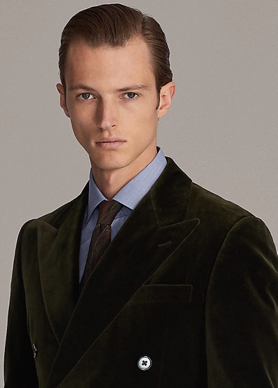 Shop Ralph Lauren Kent Velvet Dinner Jacket In Olive