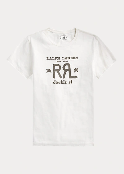 Shop Double Rl Logo Crewneck T-shirt In Paper White