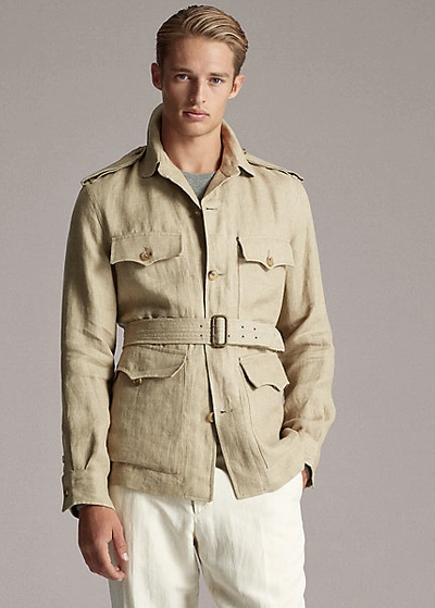 Shop Ralph Lauren Basket-weave Linen Sport Coat In Light Tan