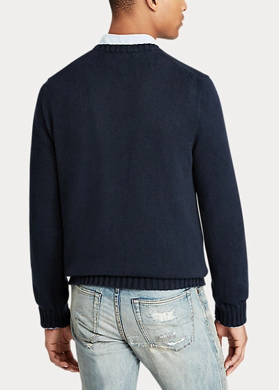 Shop Polo Ralph Lauren The Iconic Flag Sweater In Navy