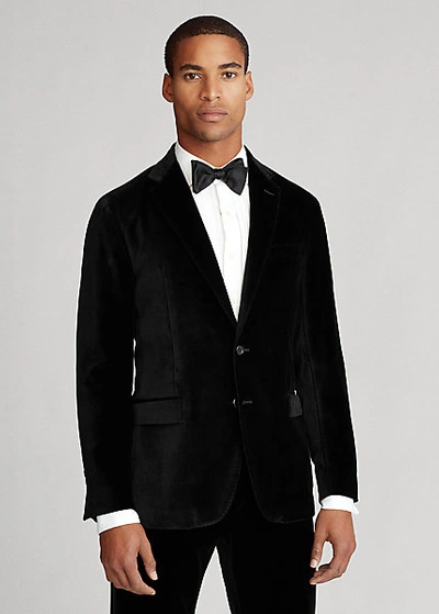 Shop Ralph Lauren Polo Soft Tailored Velvet Jacket In Black