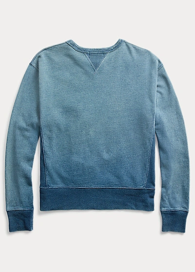 Double Rl Indigo French Terry Sweatshirt In Washed Blue Indigo