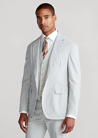 Ralph Lauren Polo Soft Striped Seersucker Suit Jacket In Blue/cream |  ModeSens