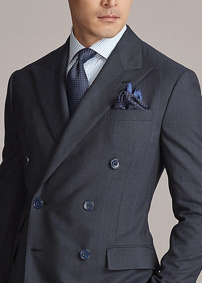 Shop Ralph Lauren Kent Glen Plaid Wool Twill Suit In Navy And Blue And Black