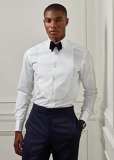 Shop Ralph Lauren Piqué-bib French Cuff Tuxedo Shirt In White