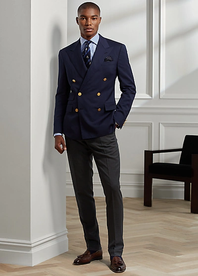Shop Ralph Lauren Gregory Hand-tailored Wool Serge Blazer In Classic Navy