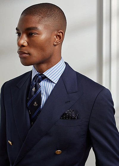 Ralph Lauren Gregory Wool Serge Peak-lapel Blazer In Classic Navy