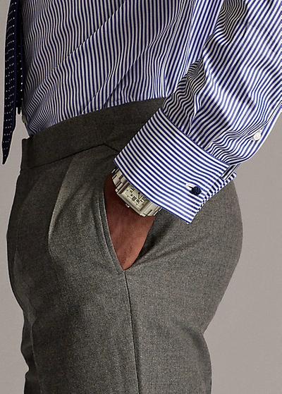 Shop Ralph Lauren Striped French Cuff Shirt In Blue And White