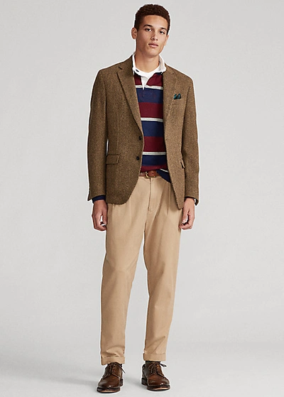 Shop Ralph Lauren Polo Soft Tailored Herringbone Jacket In Brown/tan