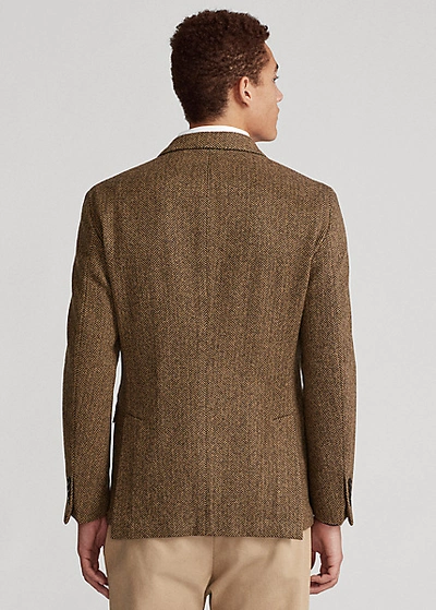 Shop Ralph Lauren Polo Soft Tailored Herringbone Jacket In Brown/tan