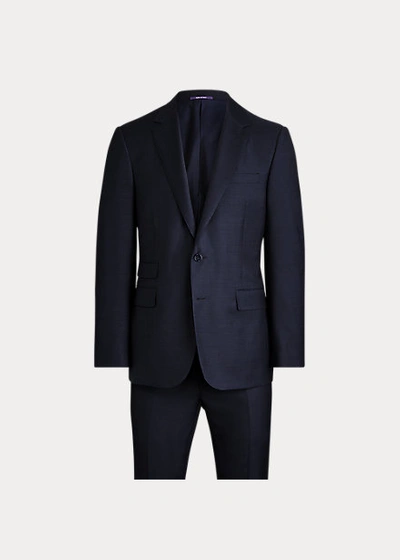 Shop Ralph Lauren Gregory Hand-tailored Sharkskin Suit In Navy