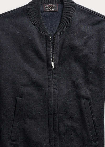 Shop Double Rl Fleece Baseball Jacket In Officer's Navy