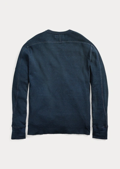 Double Rl Indigo Jacquard-knit Crewneck In Rinsed Blue Indigo