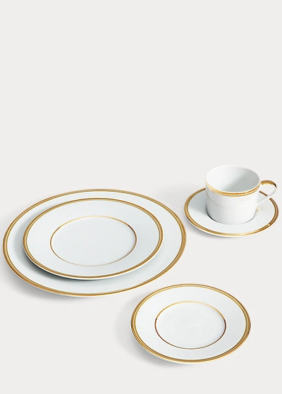 Shop Ralph Lauren Wilshire Dinner Plate In Gold/white