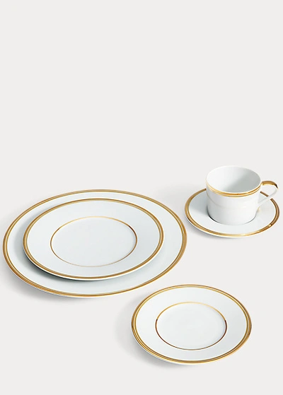 Polo Ralph Lauren Wilshire Dinner Plate In Gold/white