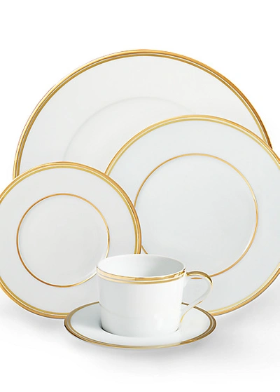 Shop Ralph Lauren Wilshire Dinner Plate In Gold/white