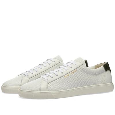 Shop Saint Laurent Andy Perforated Low Top Sneaker In White