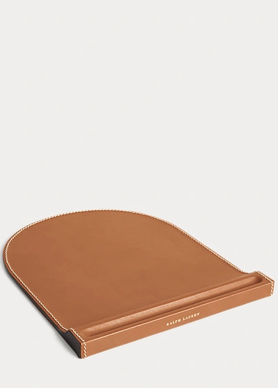 Shop Ralph Lauren Brennan Leather Mouse Pad In Saddle