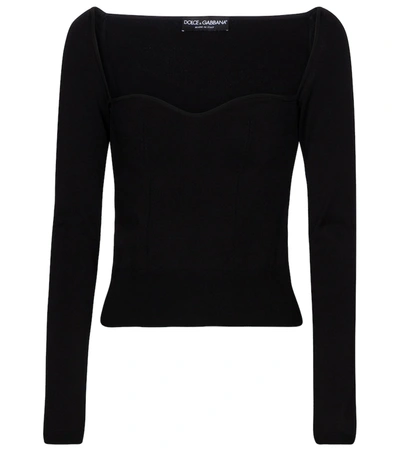 Shop Dolce & Gabbana Sweetheart-neck Sweater In Black