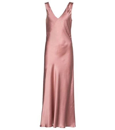 Shop Asceno Bordeaux Silk Satin Slip Dress In Pink