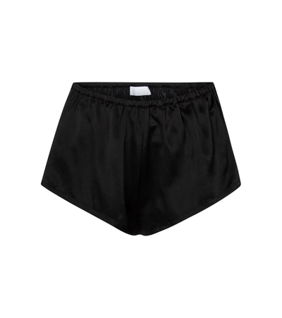 Shop Asceno Venice Silk Satin Shorts In Black