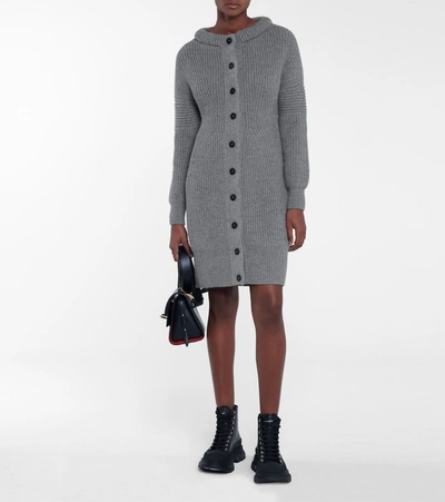 Shop Alexander Mcqueen Long Wool Cardigan In Grey