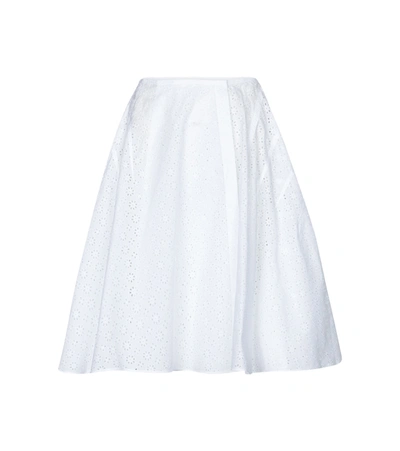 Shop Alaïa Broderie Anglaise Cotton Miniskirt In Blanc