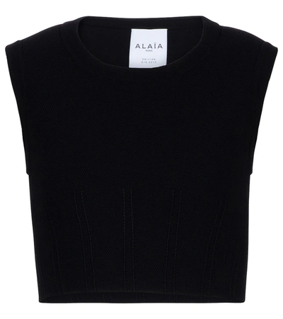 Shop Alaïa Edition 2013 Piqué Jersey Top In Black