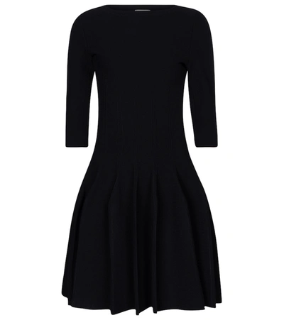 Shop Alaïa Piqué Jersey Minidress In Noir