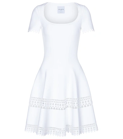 Shop Alaïa Vienne Stretch-jersey Minidress In Blanc