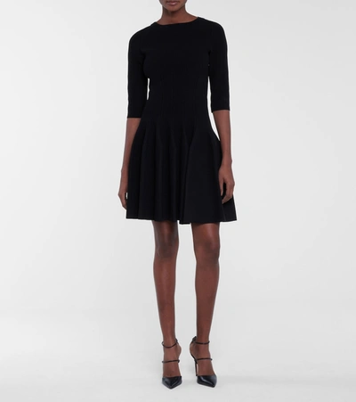 Shop Alaïa Piqué Jersey Minidress In Noir