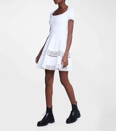 Shop Alaïa Vienne Stretch-jersey Minidress In Blanc