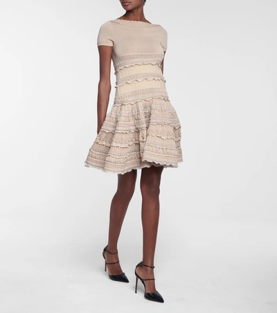 Shop Alaïa Edition 2007 Jersey Minidress In Beige