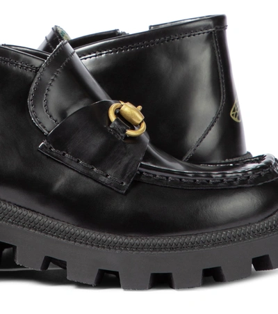 Shop Gucci Horsebit Leather Loafers In Black